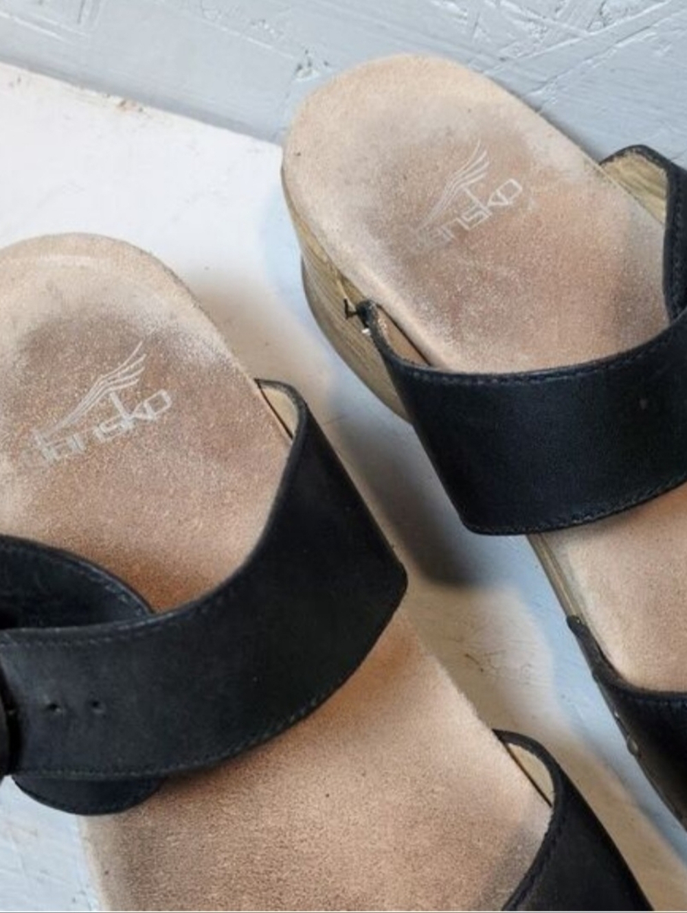 Dansko Sophie Black Leather Slip On Sandals 7.5 Slides Shoes Women's Size 38 - Picture 5 of 7